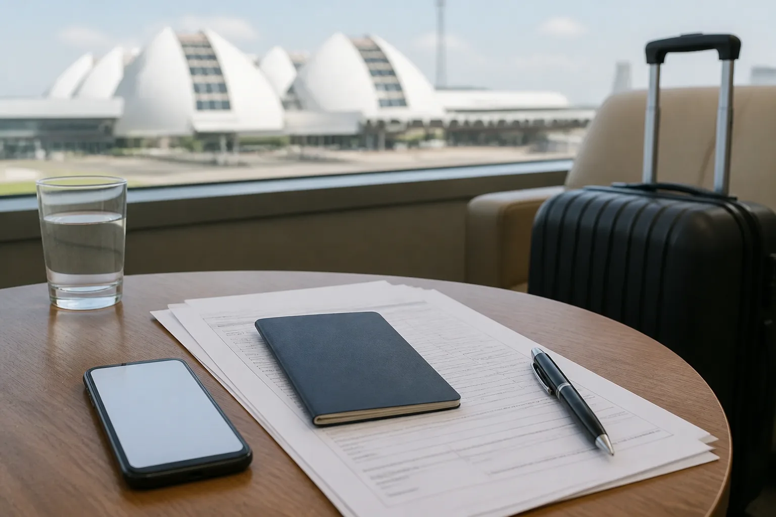 Voyageur préparant ses documents à l’aéroport de Bujumbura