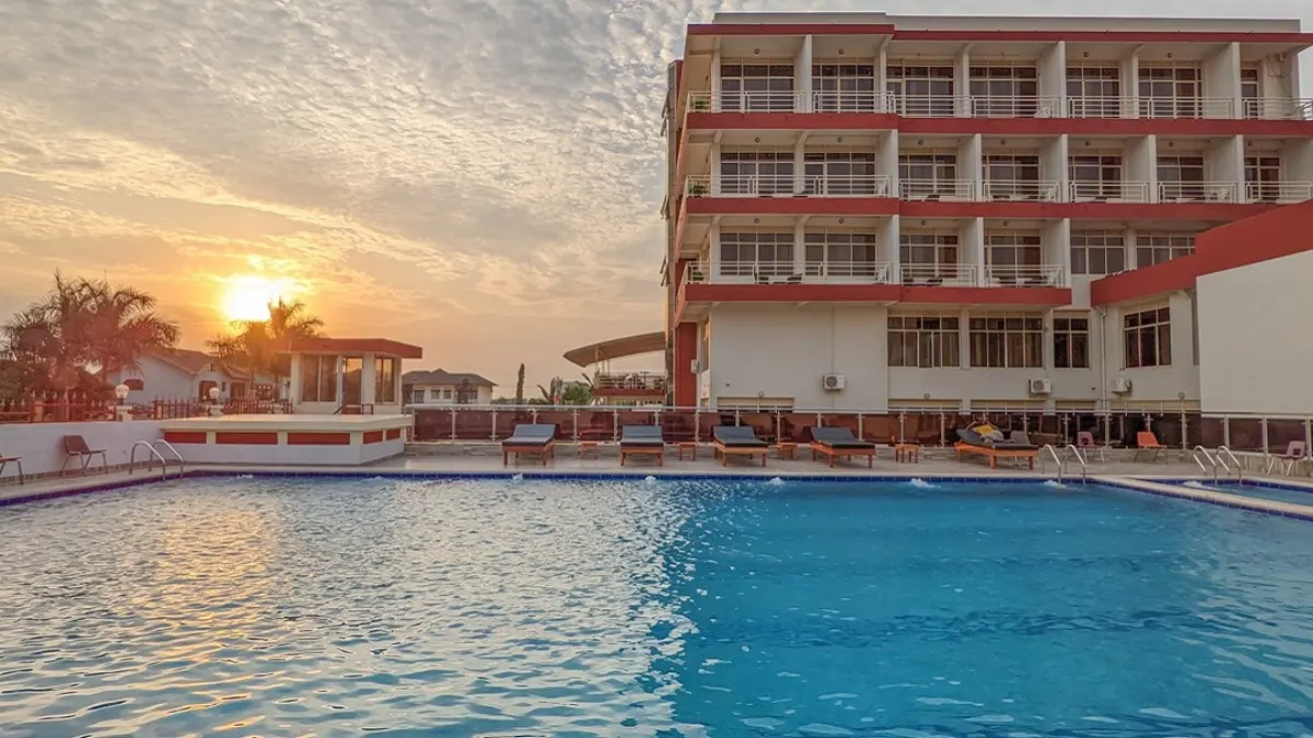 Pool and hotel building at King’s Conference Centre Hotel in Bujumbura