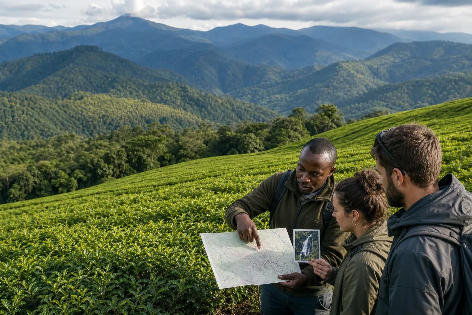Private multi-day road itinerary through Burundi tea country and waterfalls